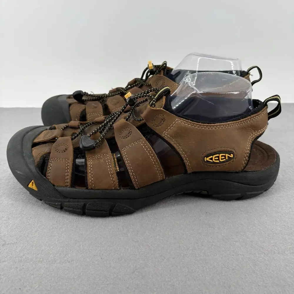 KEEN Newport Bison Brown Leather Waterproof Hiking Sandals Mens Sz 12.5 1001870